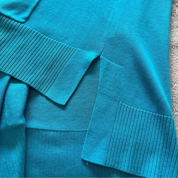 Blue Silk Blend Open Front Long Line Spring Cardigan Women's Size Large - Picture 6 of 9